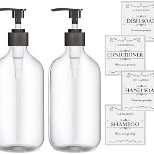 2PCS Clear Soap Dispenser Set with Rust-Proof Pump