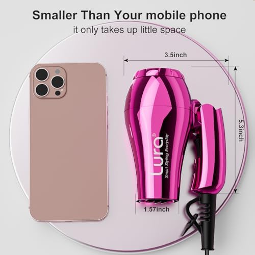 LURA Purple 1200W Mini Travel Hair Dryer Dual Voltage Compact Lightweight Design - Image 2