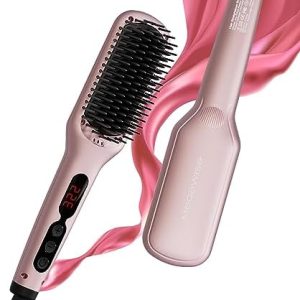 MegaWise 2-in-1 Ionic Hair Straightener Brush with Auto Shut-Off