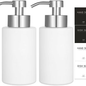 12 Oz Glass Foaming Soap Dispenser Set, 2 Pack