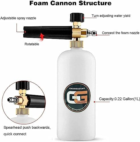 Foam Cannon 1L, 1/4? Connector, 5 Nozzle Tips - Image 3