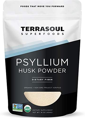 Organic Superfine Psyllium Husk Powder, 1 Pound, Digestive Health Fiber Supplement