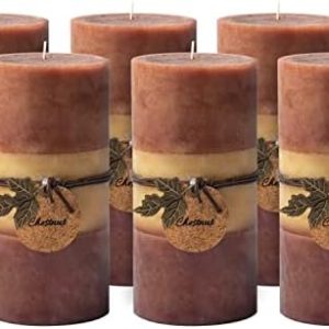 Set of 6 Brown Ombre 3?x6? Fall Pillar Candles
