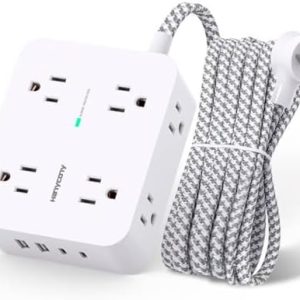 8-Outlet Surge Protector with 4 USB Ports, 5Ft Cord