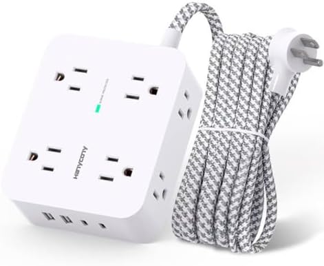 8-Outlet Surge Protector with 4 USB Ports, 5Ft Cord