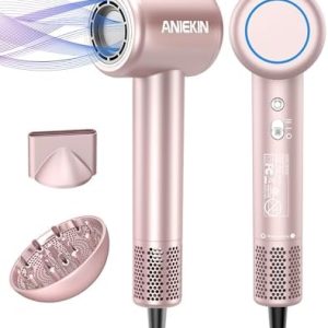 Professional Ionic Hair Dryer with Diffuser, Lightweight, and High-Speed Motor