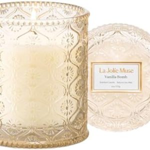 LA JOLIE MUSE Vanilla Soy Candle, 6 oz, 40 Hours Burn
