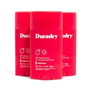 Duradry AM Prescription Strength Deodorant for Hyperhidrosis, 3-Pack, 2.7 oz Sticks