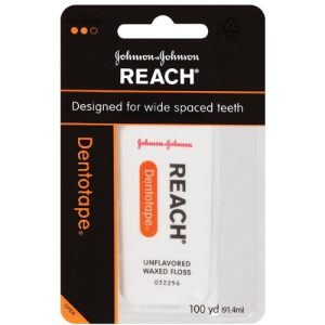 Reach Dentotape Waxed Dental Floss, Unflavored, 3-Pack, 100 Yards