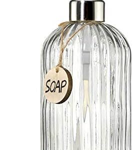 JASAI 18 Oz Glass Soap Dispenser with Stainless Steel Pump