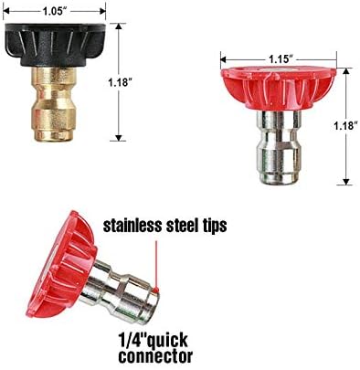 5-Pack Pressure Washer Nozzle Tips, 1/4 Quick Connect - Image 4