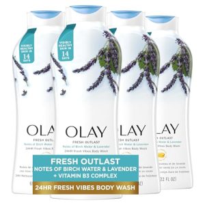 Olay Hydrating Birch Water & Lavender Body Wash, 22 oz, 4-Pack