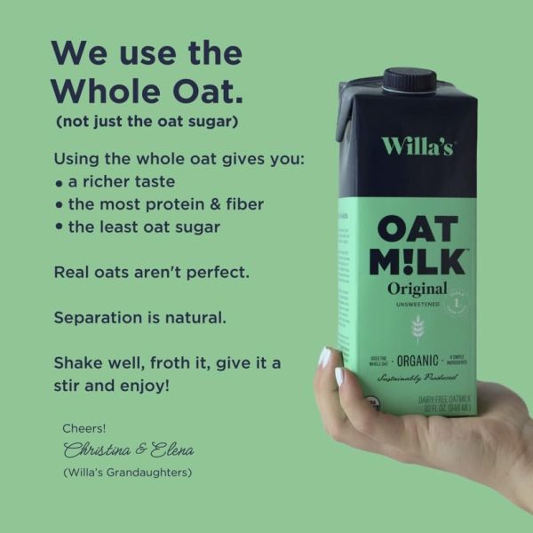 Willa's Unsweetened Organic Oat Milk, 32oz, Pack of 6 - Image 4