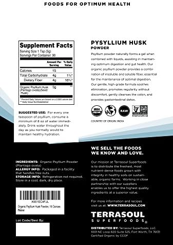 Organic Superfine Psyllium Husk Powder, 1 Pound, Digestive Health Fiber Supplement - Image 2