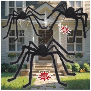 3-Pack Giant Halloween Spiders for Indoor/Outdoor Decor