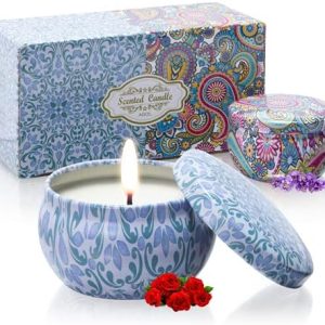 2 Pack Floral Soy Candles, 2.5 oz for Home & Travel