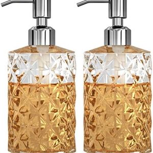 GLADPURE 2-Pack Glass Soap Dispensers with Stainless Steel Pump