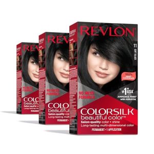 Revlon Colorsilk Permanent Black Hair Dye, 3-Pack