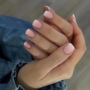 French Tip Glossy Nude Pink Press-On Nails ? 24PCS
