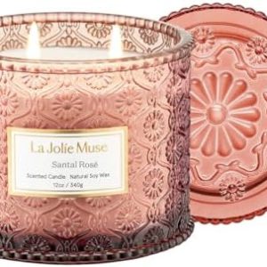 LA JOLIE MUSE 12oz Santal Rose 2-Wick Candle, 60hrs