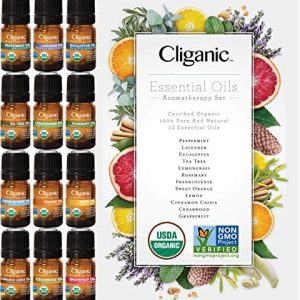 Cliganic 12 Organic Essential Oils Set, 100% Pure