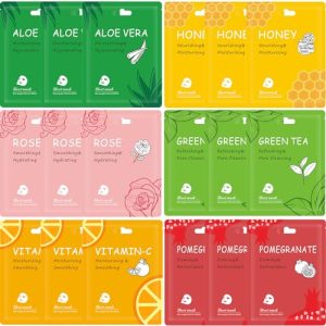 18-Pack Hydrating Facial Masks for Sensitive Skin