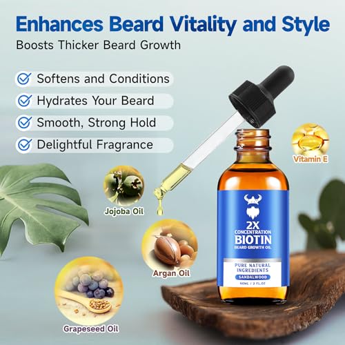 Biotin Beard Growth Oil ? 2X Concentration, Sandalwood - Image 4