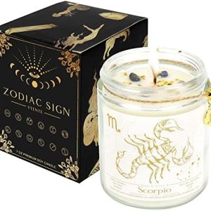 Scorpio Zodiac Candle Gift with Crystals and Lavender