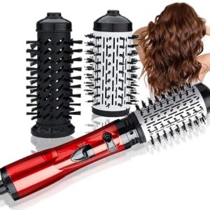 3-in-1 Rotating Hot Air Styler with 2 Brushes (Red)