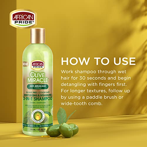 African Pride Olive Miracle 2-in-1 Shampoo & Conditioner, 12oz (3 Pack) - Image 4