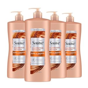Suave Silk Protein Shampoo, Sleek & Smooth, 28 oz (4-Pack)