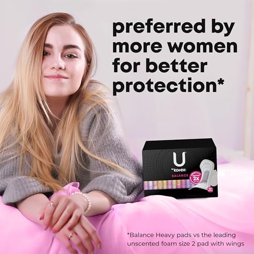 U by Kotex Balance Overnight Pads, 90 Count, Extra Heavy - Image 9