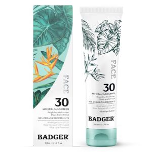 Badger SPF 30 Unscented Vegan Mineral Face Sunscreen 2.9 Ounce