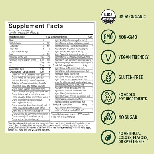 Organic Green Powder Smoothie Mix ? Vegan, Gluten-Free, 24 Servings - Image 4