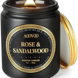AOOVOO 9oz Rose and Sandalwood Scented Candle for Men - Relaxing Aromatherapy
