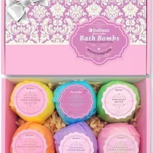 6 Bath Bombs Gift Set with Dead Sea Salt & Oils