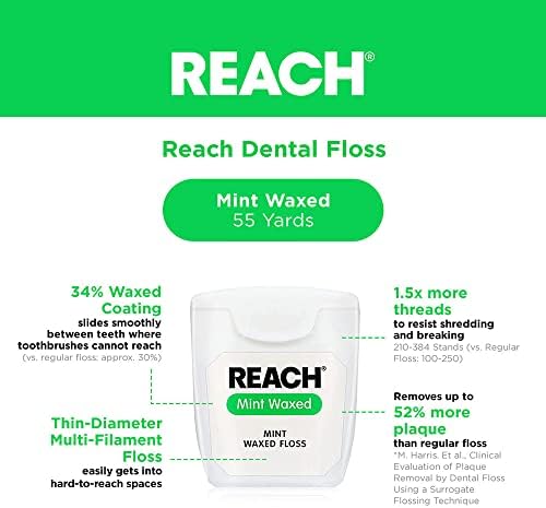 REACH Mint Waxed Dental Floss, 55yd, PFAS-Free, Shred Resistant - Image 2