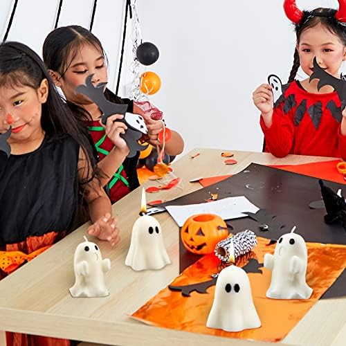 Minatee 4 Large White Ghost Candles for Halloween Decor - Image 7