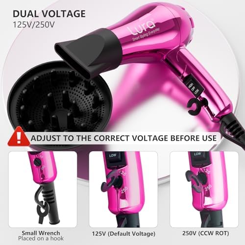 LURA Purple 1200W Mini Travel Hair Dryer Dual Voltage Compact Lightweight Design - Image 3