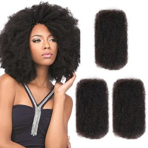 3 Bundles 16? Afro Kinky Bulk Human Hair, Natural Black