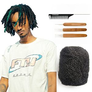 10? Afro Kinky Bulk Hair for Dreads, #1B, Dyeable