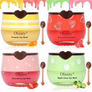 4 PCS Hydrating Lip Mask & Balm Set with Honey Fruits