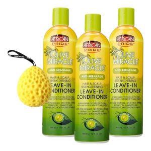 Olive Miracle Leave-In Conditioner, 3-Pack with Bath Sponge