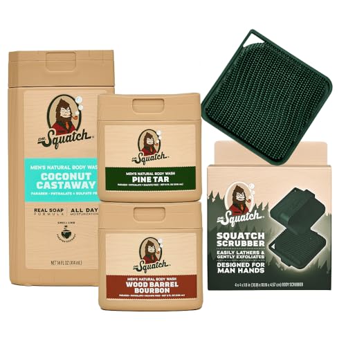 Dr. Squatch Men?s Body Wash Set: Coconut, Bourbon, Pine Tar