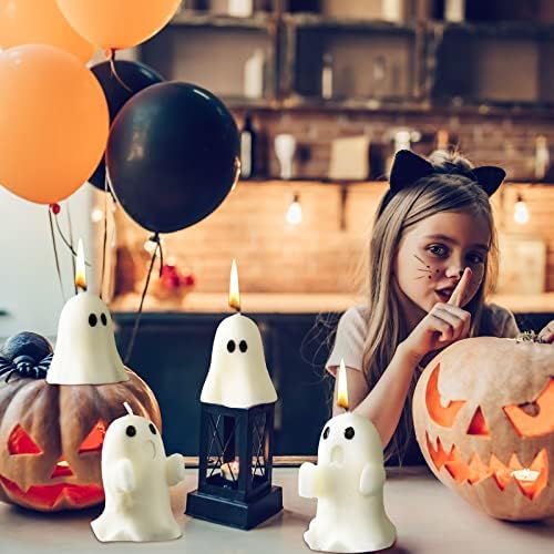 Minatee 4 Large White Ghost Candles for Halloween Decor - Image 6