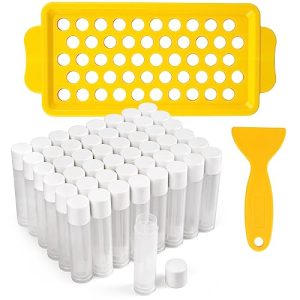 LotFancy 50pcs Lip Balm Tubes with Filling Tray & Spatula