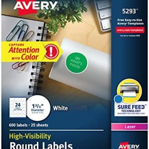 Avery 1-2/3? Round Printable White Labels, 600 Pack