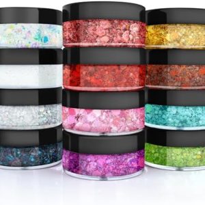 YGQQOY 12-Color Holographic Chunky Glitter Gel