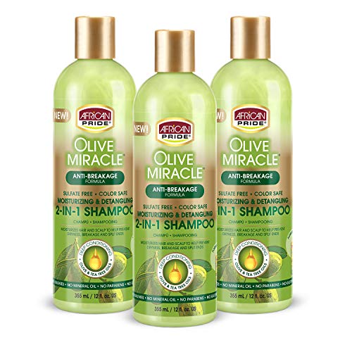 African Pride Olive Miracle 2-in-1 Shampoo & Conditioner, 12oz (3 Pack)