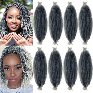 Springy Afro Twist Hair 16? 8 Packs T1B/Grey